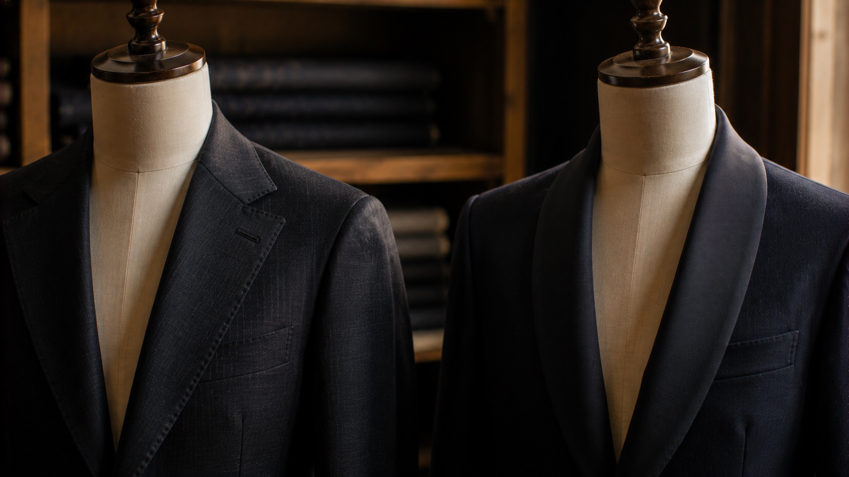 Notch and shawl lapels on tailored Italian jackets